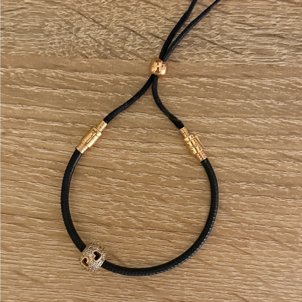 Pandora Black and Gold Heart Charm Bracelet - Picture 2 of 3